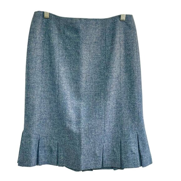 Talbots 100% Wool Blue Pleated Lined A-Line Skirt Preppy Office Size 2 Petite - Picture 1 of 11
